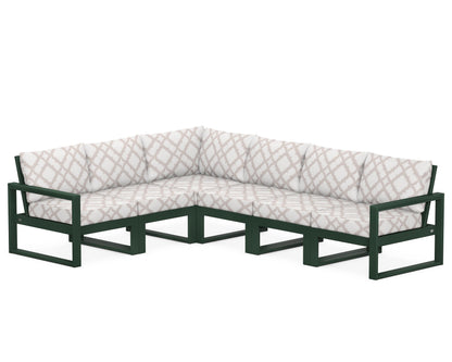 POLYWOOD® EDGE 6-Piece Modular Deep Seating Set in Green / Trellis Dune Burlap