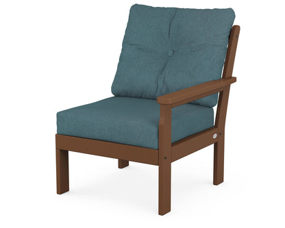POLYWOOD® Vineyard Modular Right Arm Chair in Teak / Ocean Teal