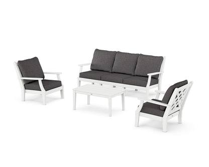 Country Living Wovendale 4-Piece Deep Seating Set with Sofa in White / Ash Charcoal