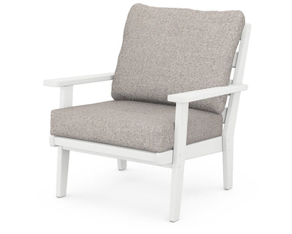 POLYWOOD® Grant Park Deep Seating Chair in White / Weathered Tweed