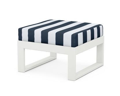 Unbranded Modular Ottoman - Modern in Vintage White / Cabana Stripe Marine Indigo