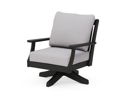 POLYWOOD® Braxton Deep Seating Swivel Chair in Black / Granite