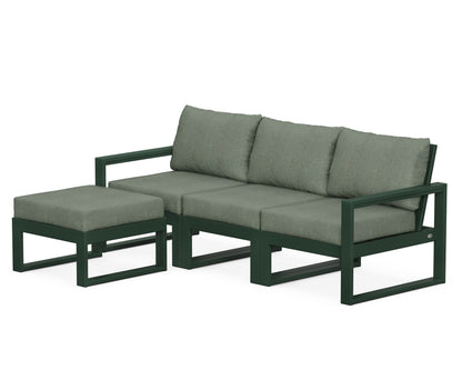POLYWOOD® EDGE 4-Piece Modular Deep Seating Set with Ottoman in Green / Cast Sage