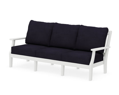 Martha Stewart by POLYWOOD® Chinoiserie Deep Seating Sofa in White / Navy Linen