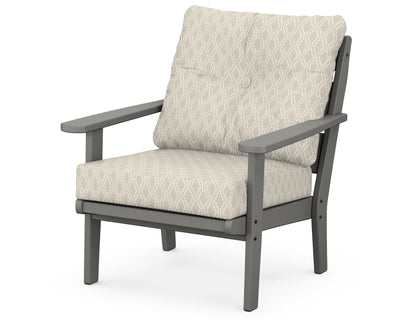 POLYWOOD® Lakeside Deep Seating Chair in Slate Grey / Solve Linen