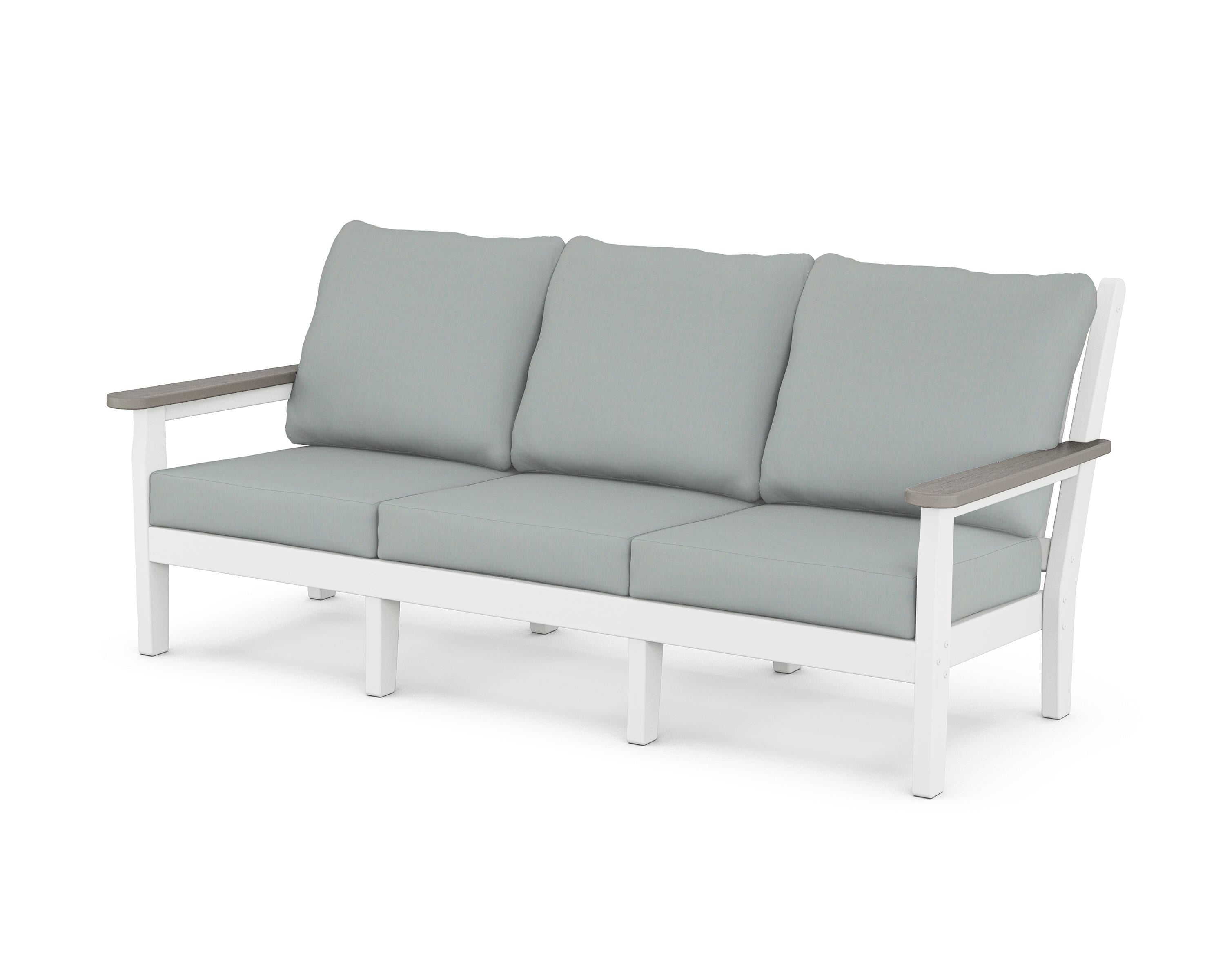 POLYWOOD® Chippendale Deep Seating Sofa in White / Driftwood / Spa