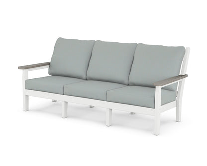 POLYWOOD® Chippendale Deep Seating Sofa in White / Driftwood / Spa