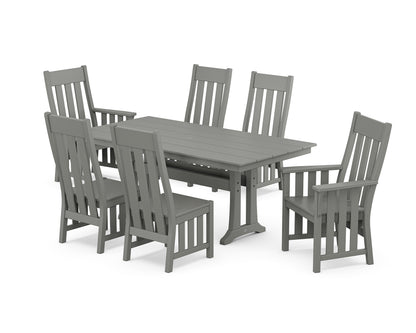 Martha Stewart by POLYWOOD® Acadia 7-Piece Farmhouse Dining Set with Trestle Legs in Slate Grey