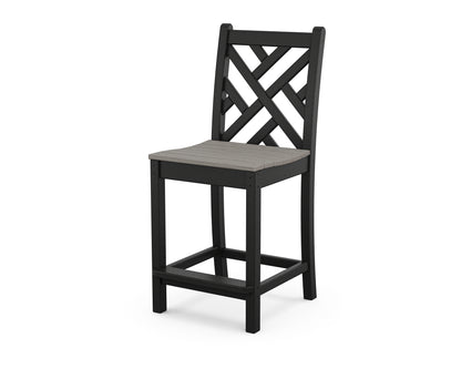POLYWOOD® Chippendale Counter Side Chair in Black / Driftwood