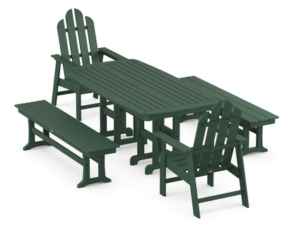 POLYWOOD® Long Island 5-Piece Dining Set with Benches in Green