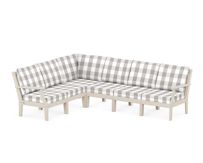 POLYWOOD® Braxton Modular 6-Piece Deep Seating Set in Sand / Buffalo Plaid Grey Mist