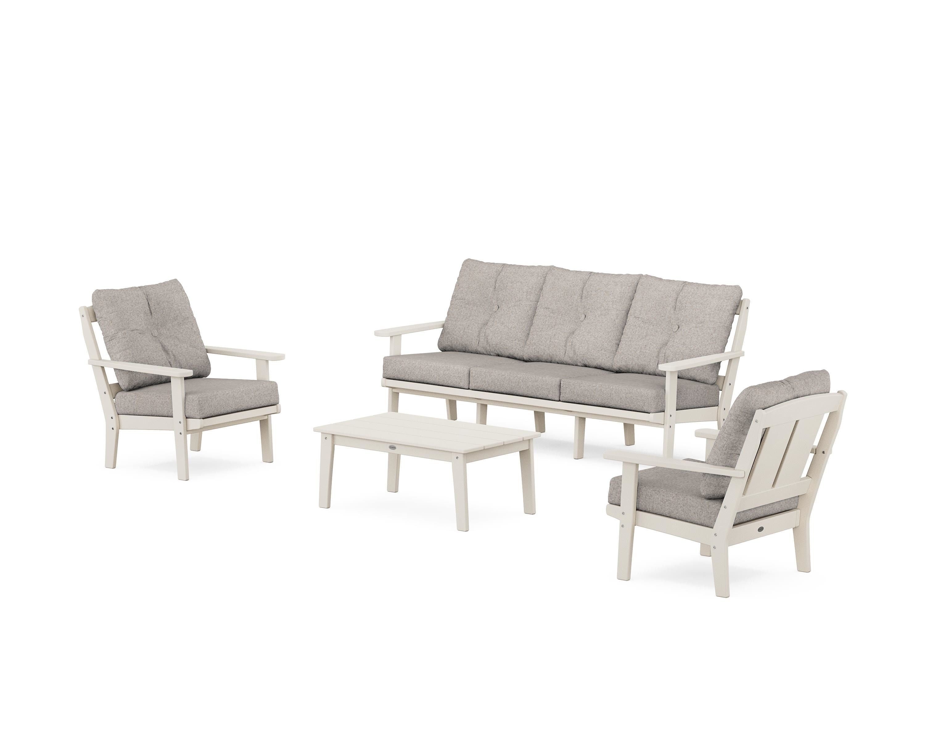 POLYWOOD® Mission 4-Piece Deep Seating Set with Sofa in Sand / Weathered Tweed