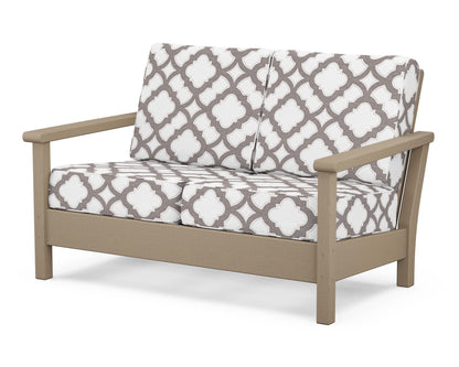 POLYWOOD® Harbour Deep Seating Loveseat in Vintage Sahara / Trellis Grey Mist
