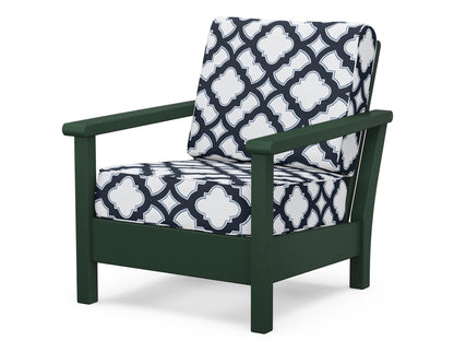 POLYWOOD® Harbour Deep Seating Chair in Green / Trellis Marine Indigo