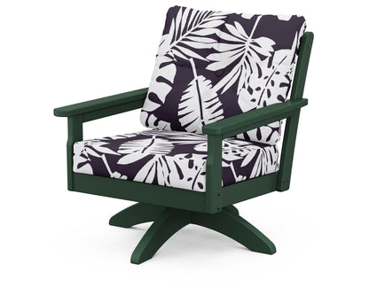 POLYWOOD® Vineyard Deep Seating Swivel Chair in Green / Leaf Navy