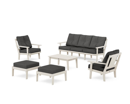 POLYWOOD® Prairie 6-Piece Lounge Sofa Set in Sand / Spectrum Carbon