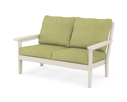 Country Living Cottage Deep Seating Loveseat in Sand / Chartreuse Boucle