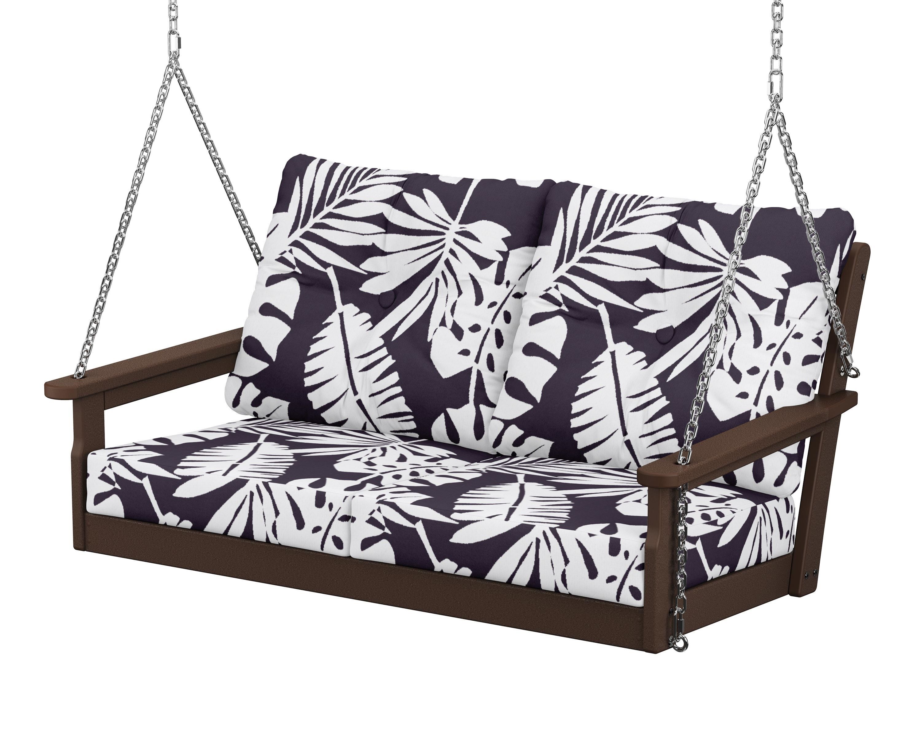 POLYWOOD® Vineyard Deep Seating Swing in Mahogany / Leaf Navy