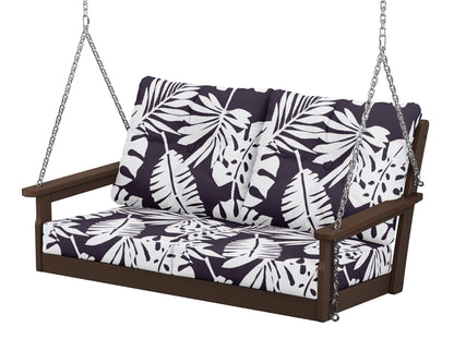 POLYWOOD® Vineyard Deep Seating Swing in Mahogany / Leaf Navy