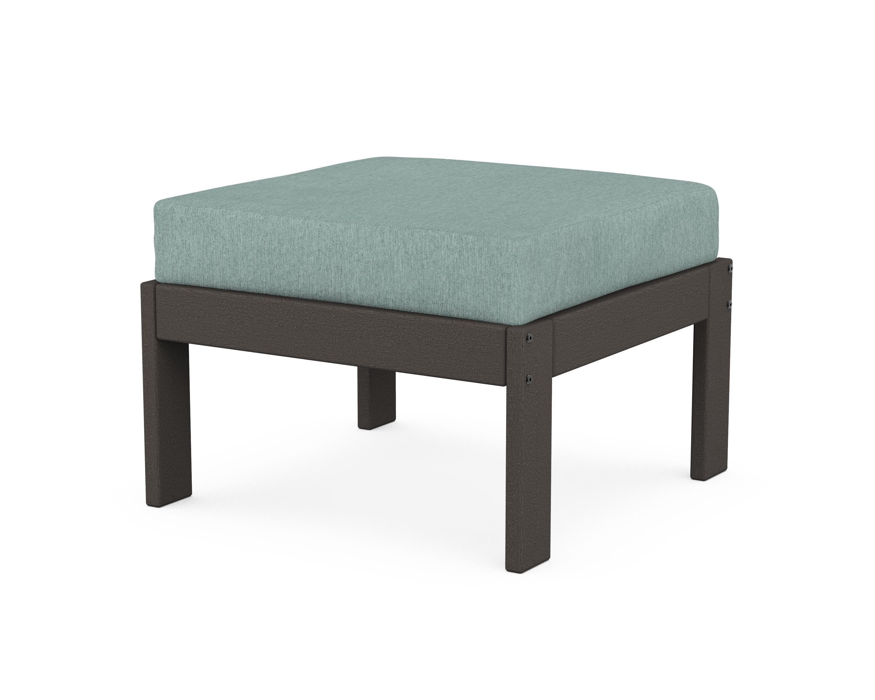 POLYWOOD® Vineyard Modular Ottoman in Vintage Coffee / Glacier Spa