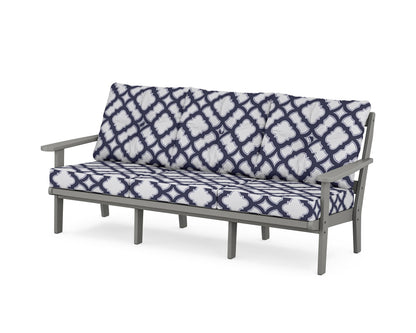 POLYWOOD® Mission Deep Seating Sofa in Slate Grey / Trellis Navy