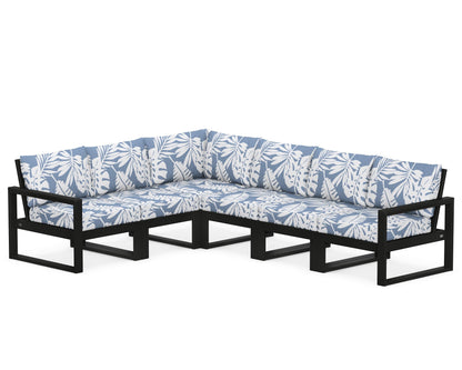 POLYWOOD® EDGE 6-Piece Modular Deep Seating Set in Black / Leaf Sky Blue