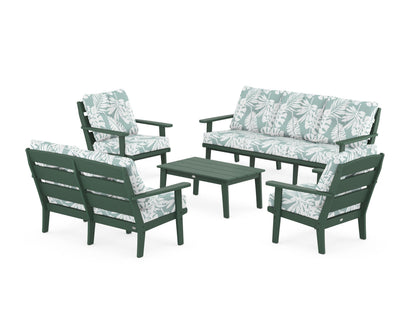 POLYWOOD® Lakeside 5-Piece Lounge Sofa Set in Green / Leaf Glacier Spa
