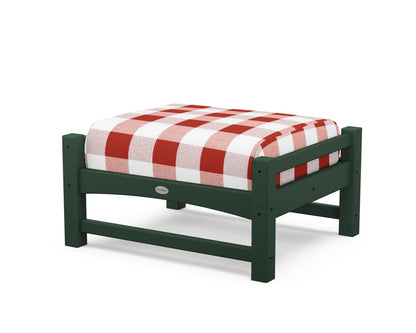 POLYWOOD® Club Ottoman in Green / Buffalo Plaid Crimson