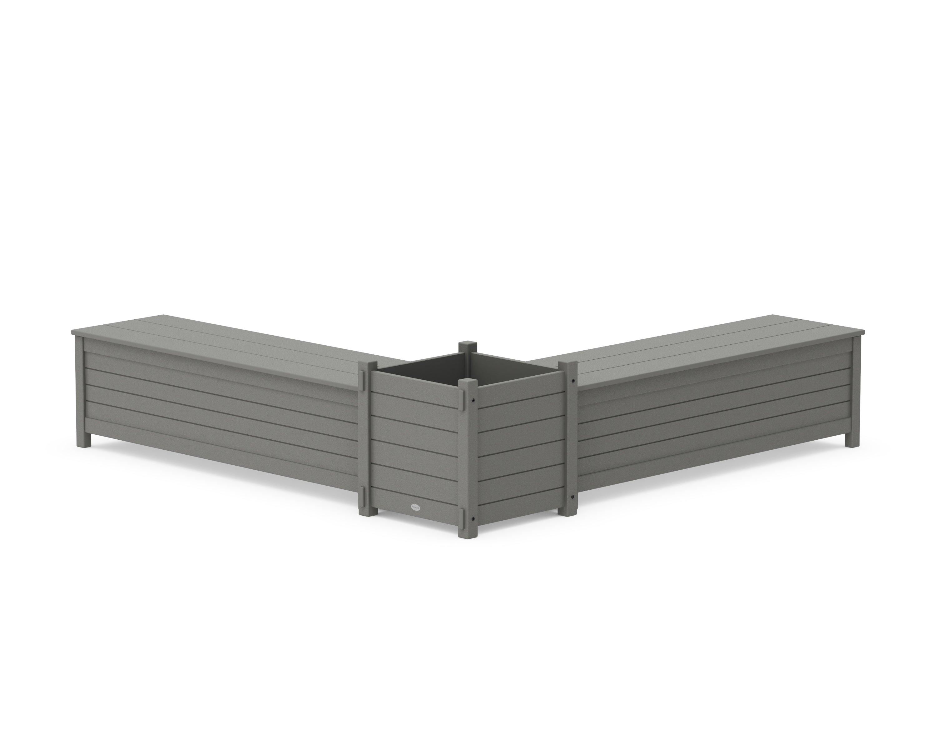 POLYWOOD® 60" Nautical L- Shaped Planter Storage Bench Set- Large in Slate Grey
