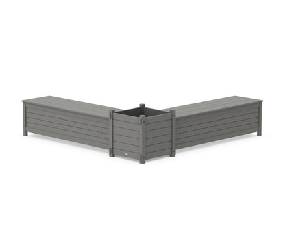 POLYWOOD® 60" Nautical L- Shaped Planter Storage Bench Set- Large in Slate Grey