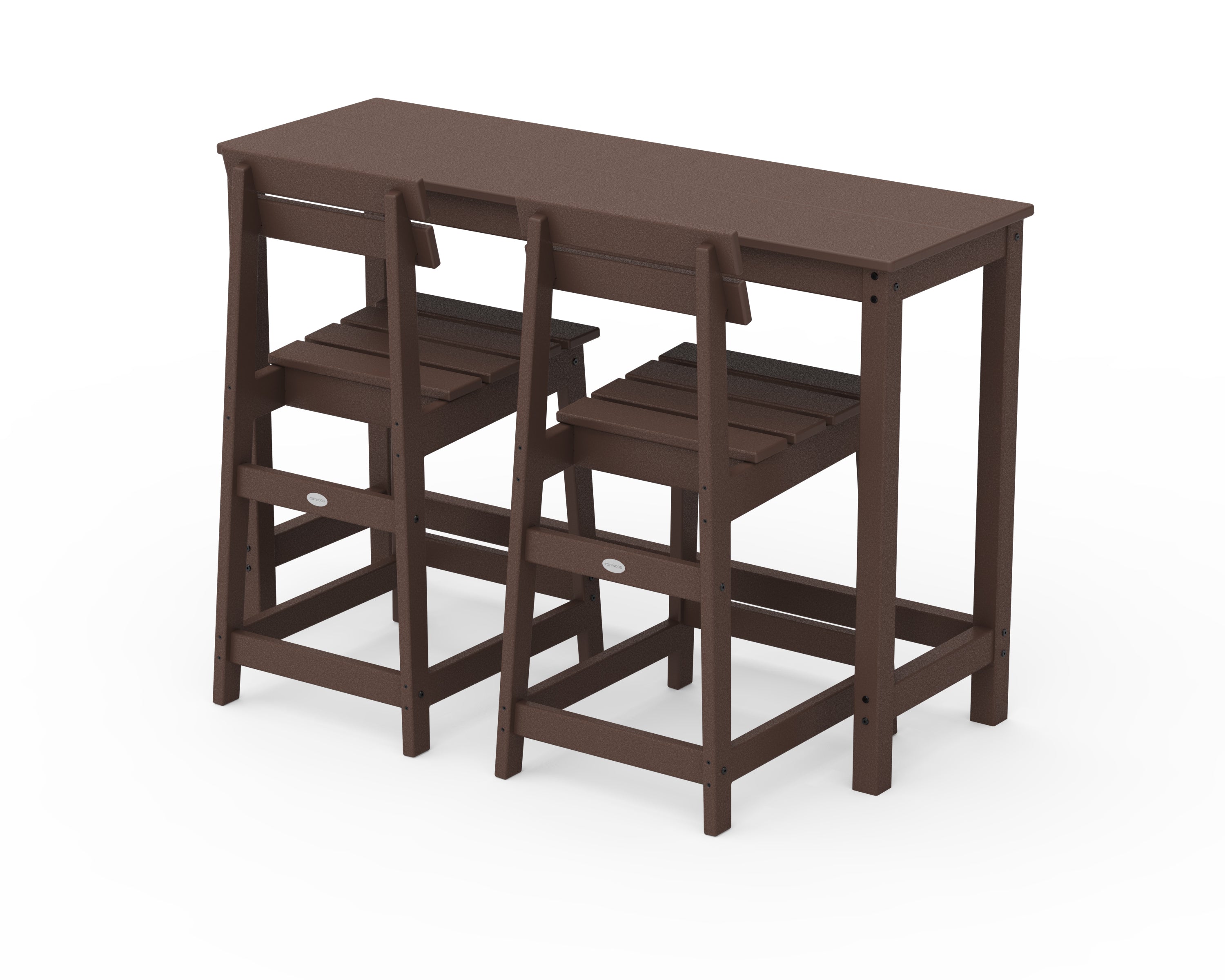 POLYWOOD® Modern Studio Plaza Counter Chair 3-Piece Balcony Set in Mahogany