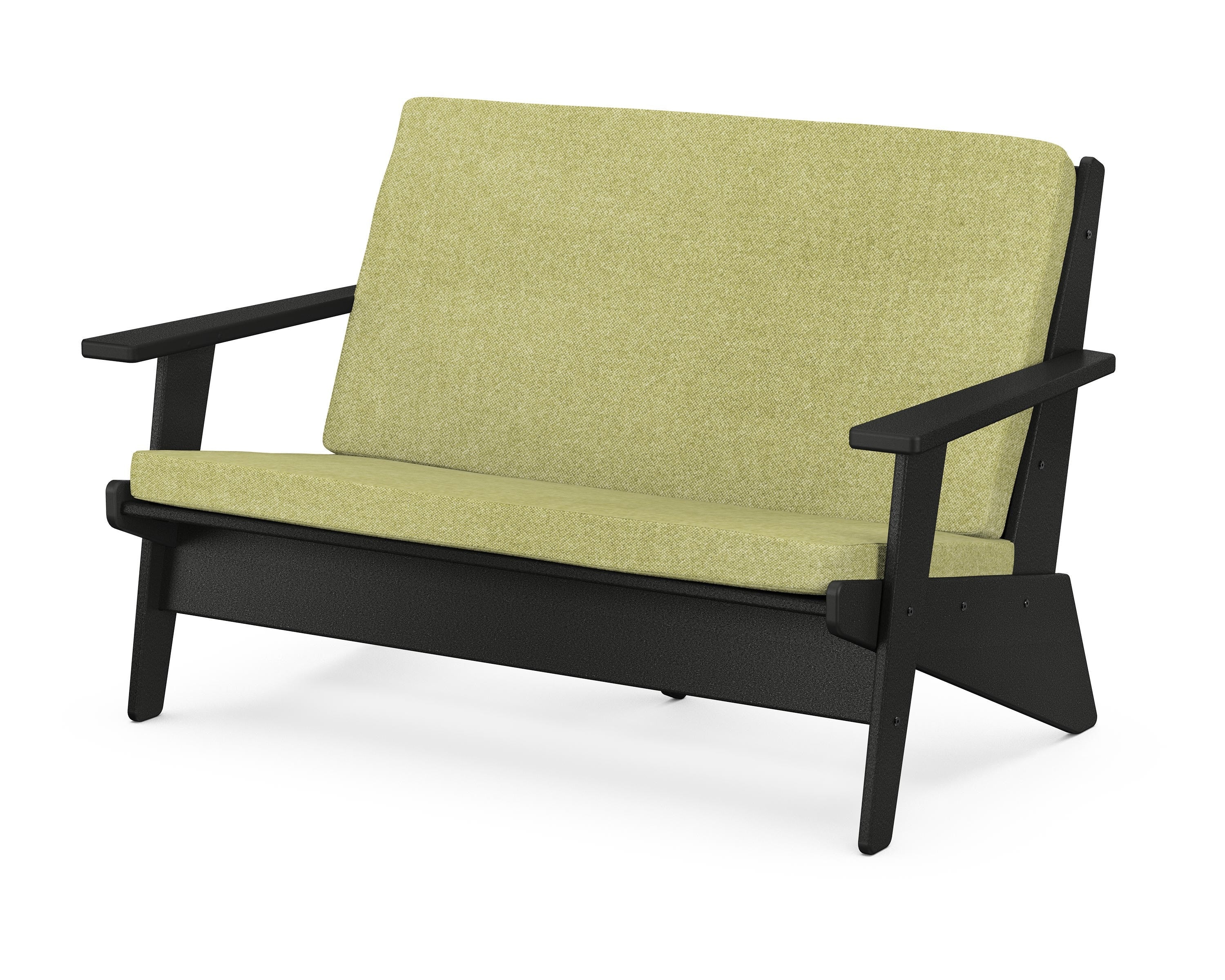 POLYWOOD® Riviera Modern Lounge Loveseat in Black / Chartreuse Boucle