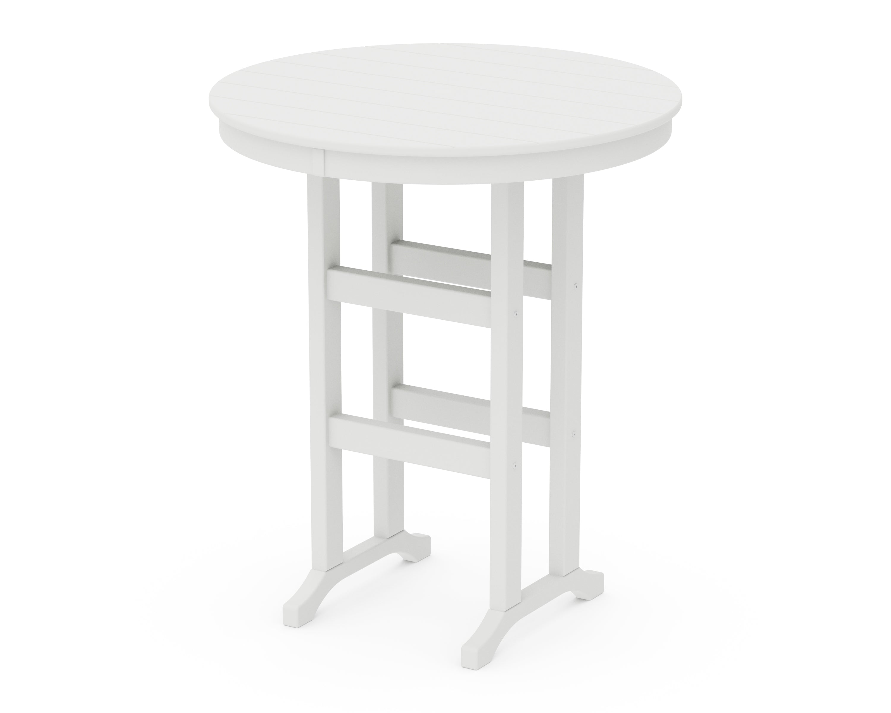 POLYWOOD® 36" Round Farmhouse Bar Table in White