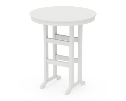 POLYWOOD® 36" Round Farmhouse Bar Table in White