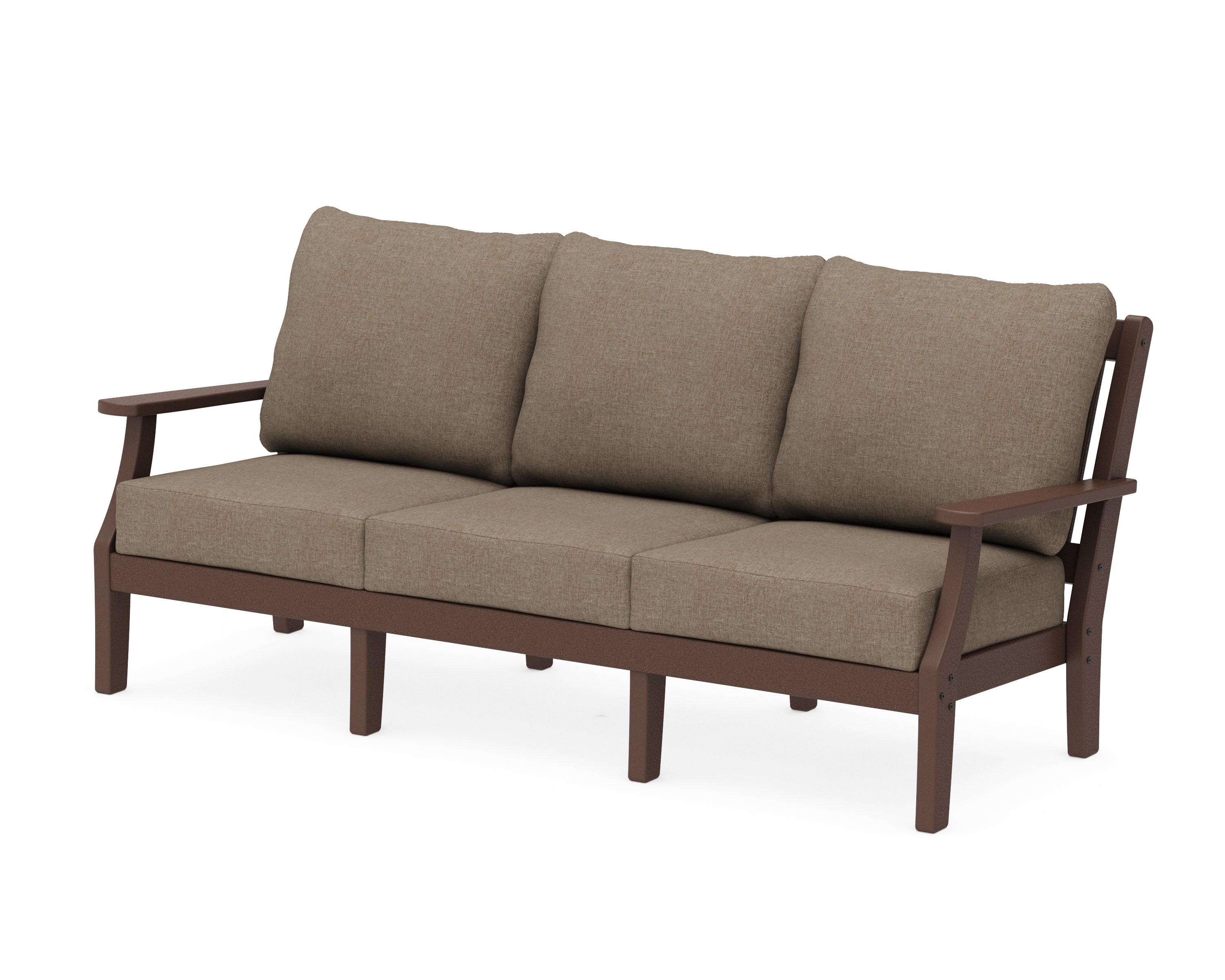 Martha Stewart by POLYWOOD® Chinoiserie Deep Seating Sofa in Mahogany / Spiced Burlap
