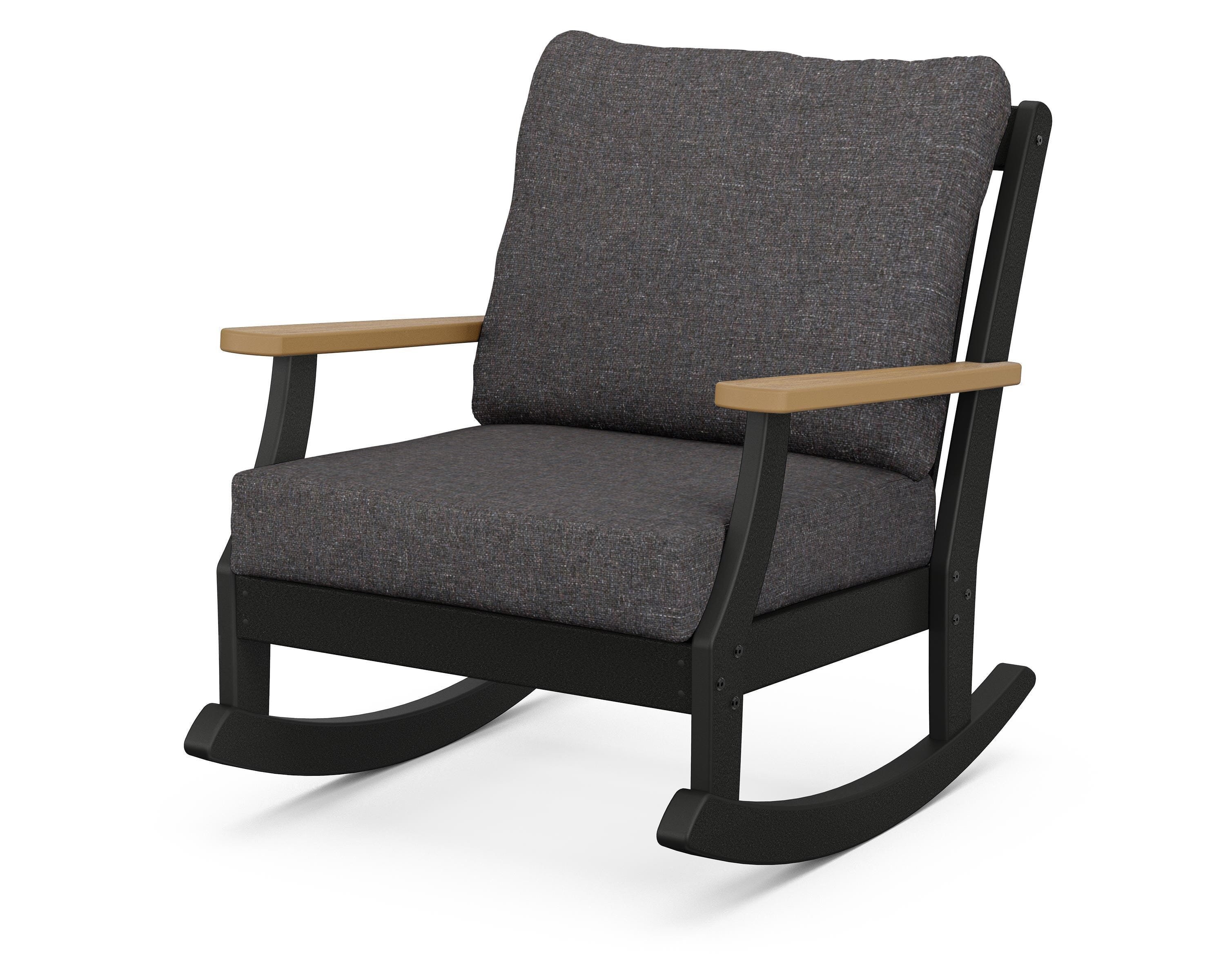 POLYWOOD® Braxton Deep Seating Rocking Chair in Black / Natural / Ash Charcoal