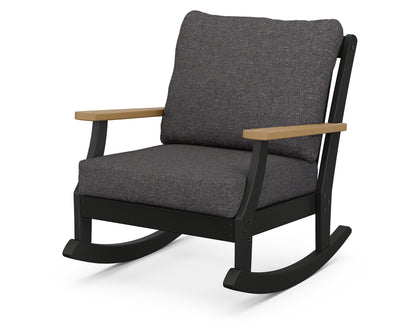 POLYWOOD® Braxton Deep Seating Rocking Chair in Black / Natural / Ash Charcoal