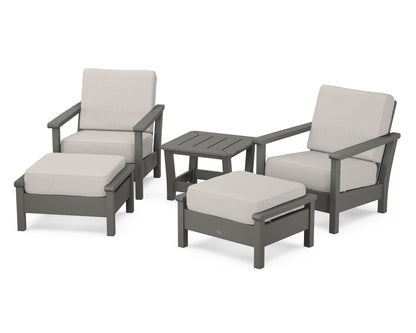 POLYWOOD® Harbour 5-Piece Deep Seating Chair Set in Slate Grey / Cast Ash