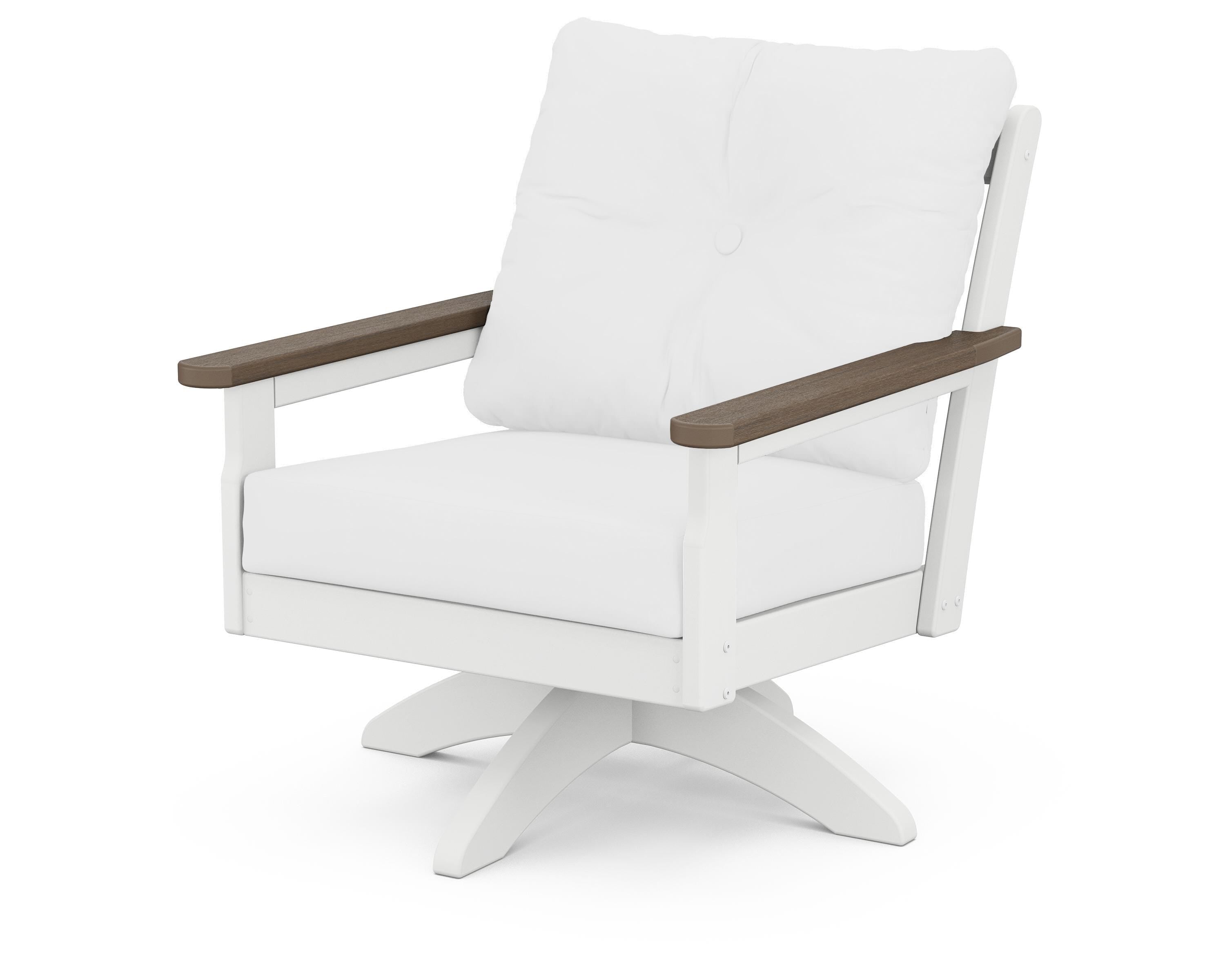 POLYWOOD® Vineyard Deep Seating Swivel Chair in White / Kona / Natural