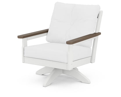 POLYWOOD® Vineyard Deep Seating Swivel Chair in White / Kona / Natural