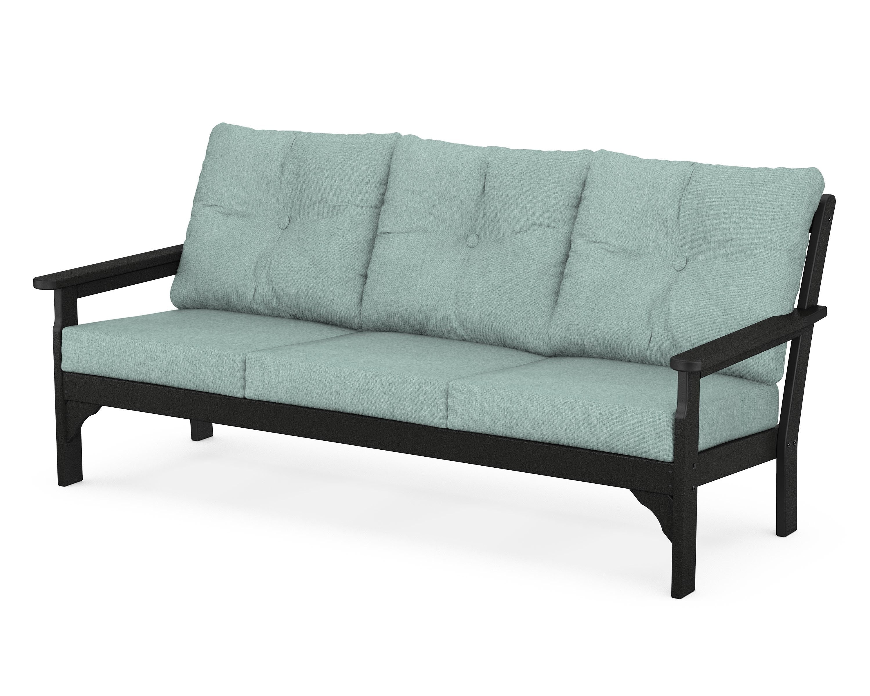 POLYWOOD® Vineyard Deep Seating Sofa in Black / Glacier Spa