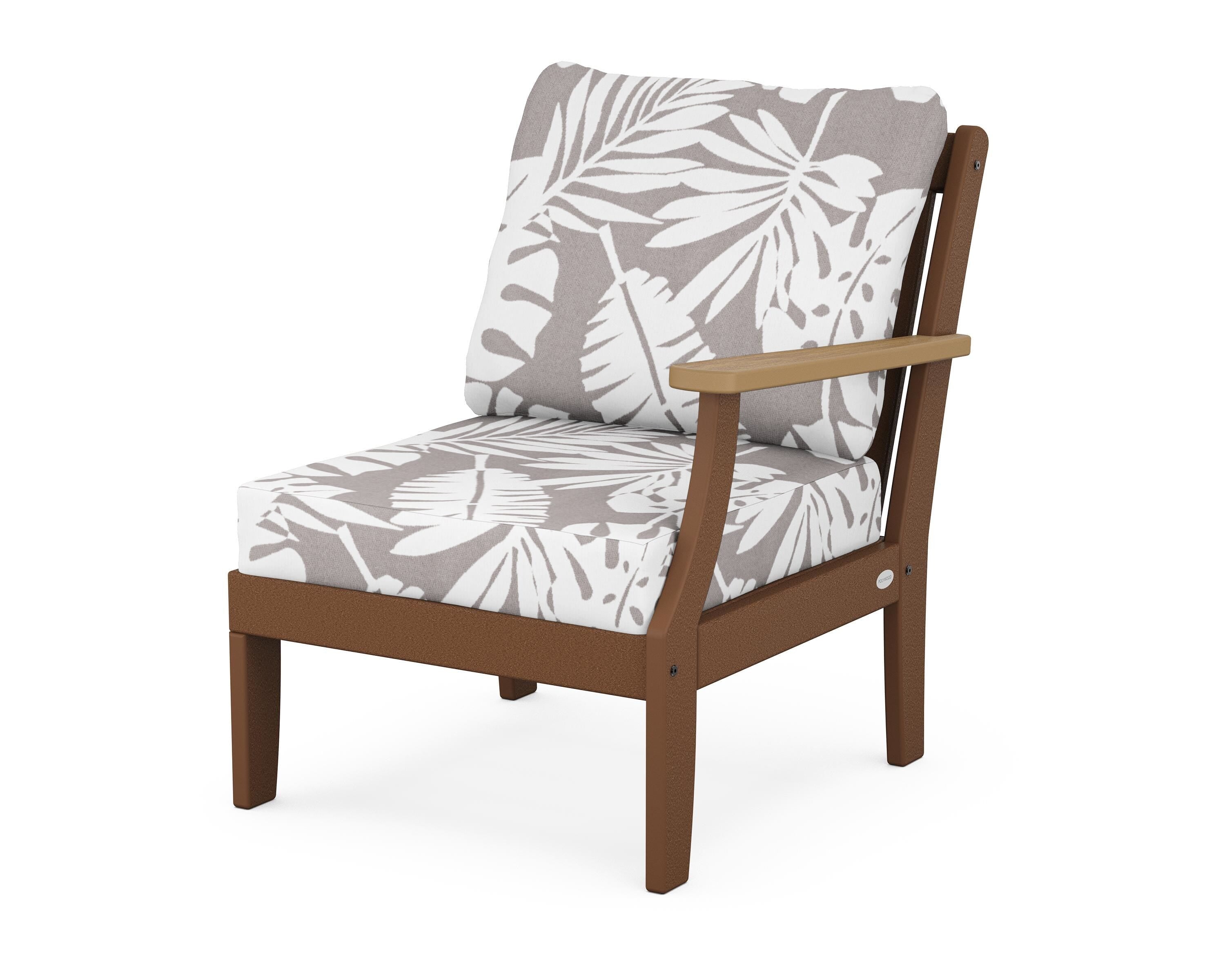 POLYWOOD® Braxton Modular Right Arm Chair in Teak / Natural / Leaf Grey Mist