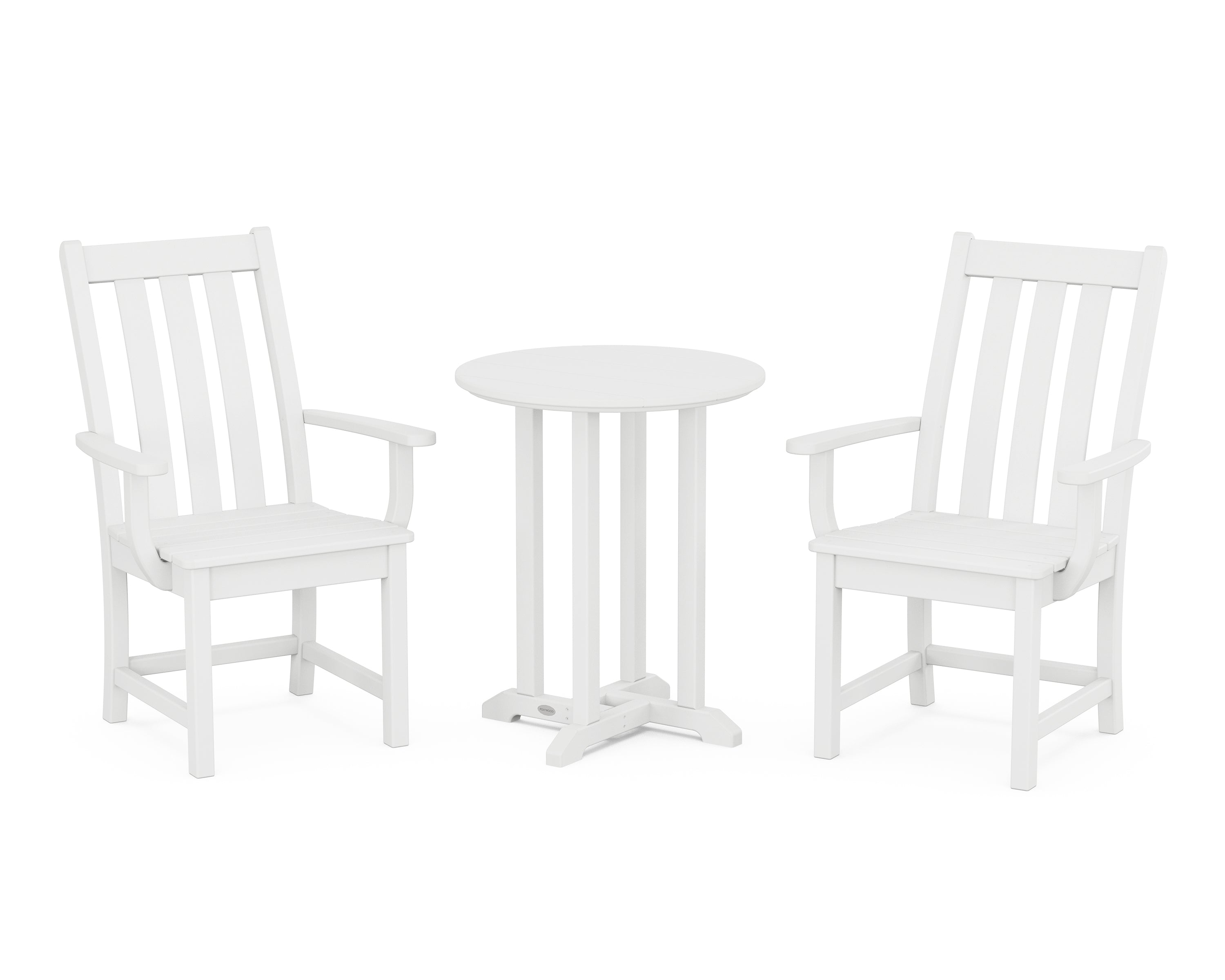 POLYWOOD® Vineyard 3-Piece Round Bistro Dining Set in White