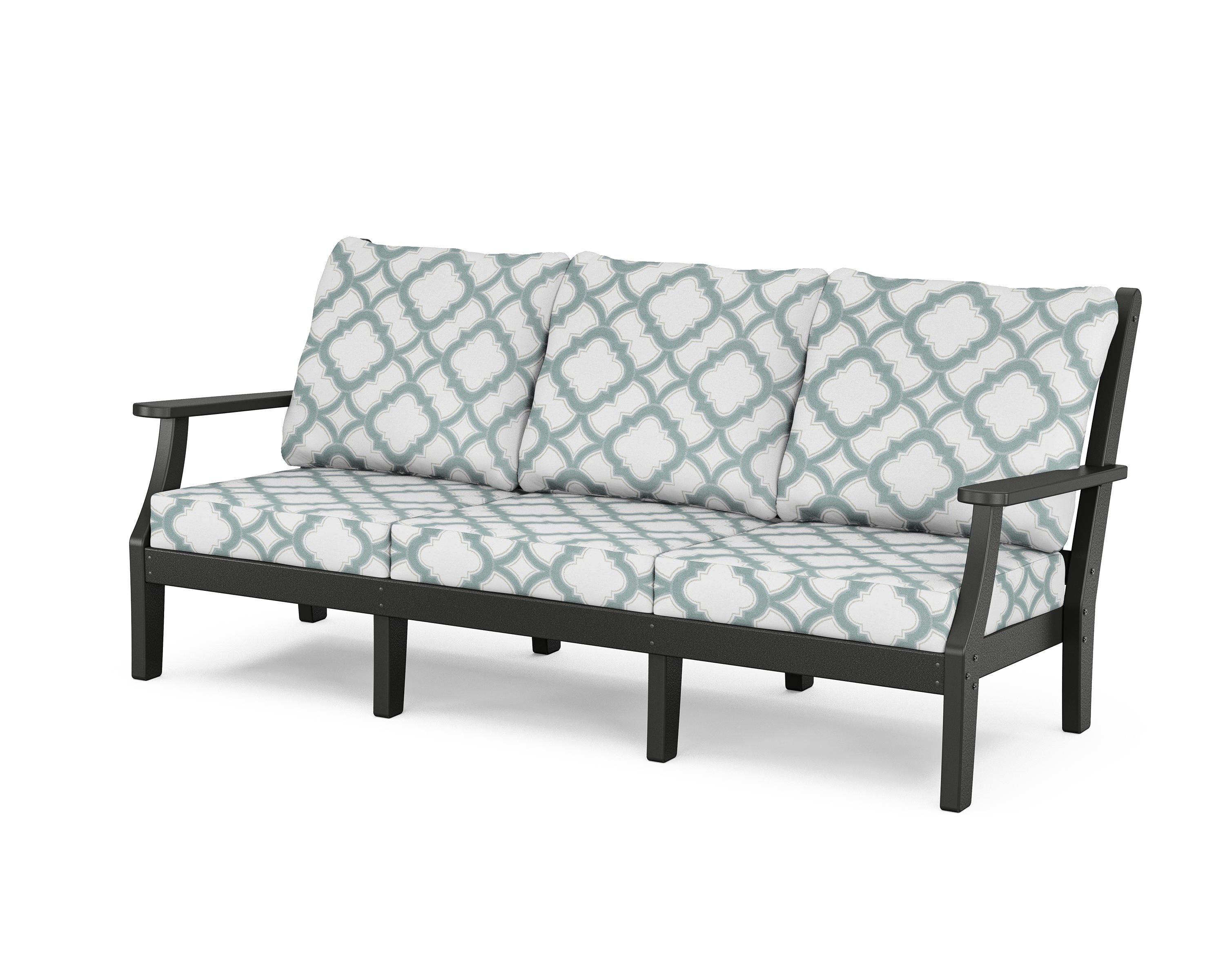 Country Living Wovendale Deep Seating Sofa in Black / Trellis Glacier Spa
