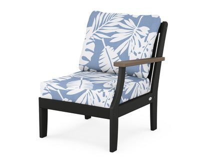 POLYWOOD® Braxton Modular Right Arm Chair in Black / Kona / Leaf Sky Blue