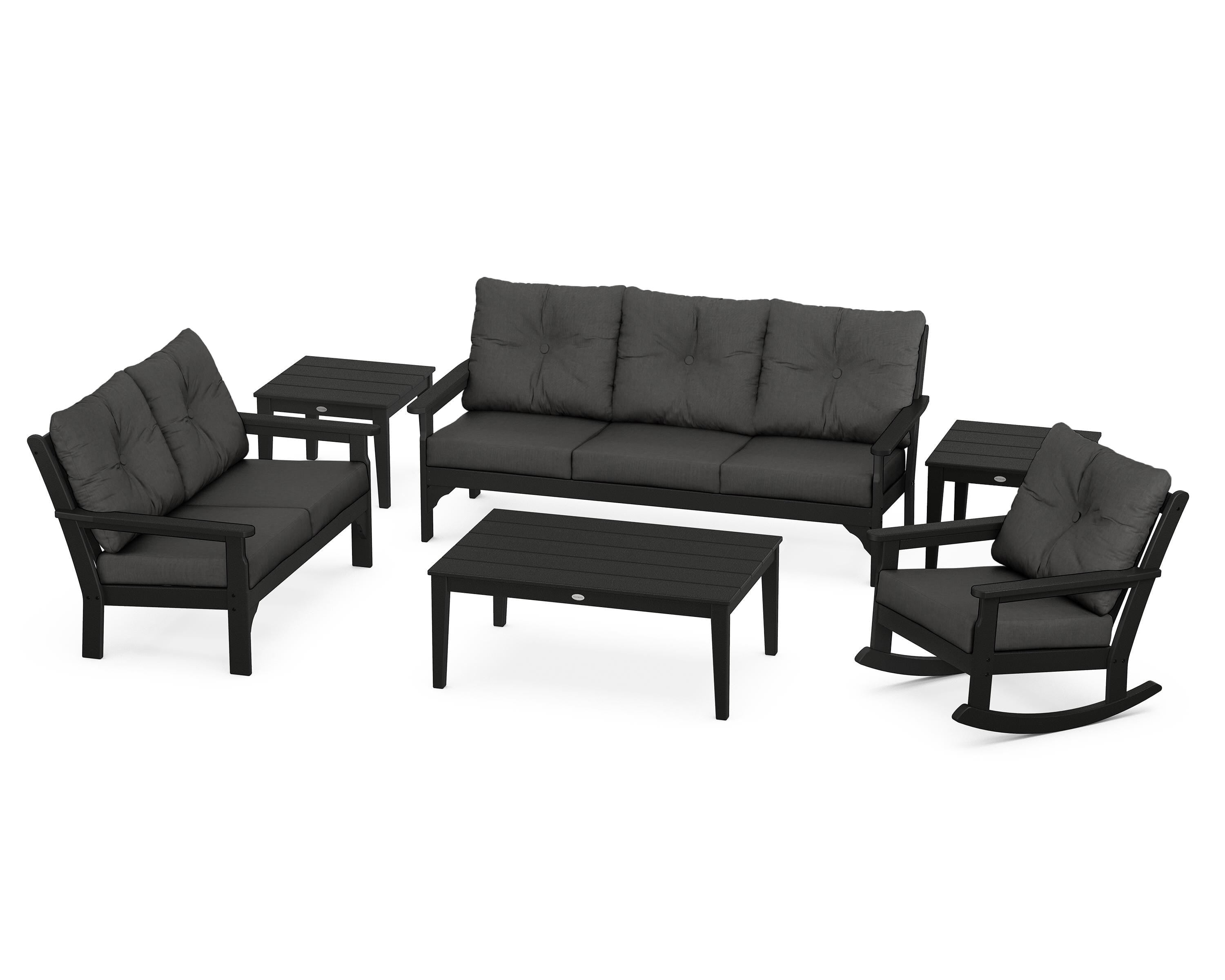 POLYWOOD® Vineyard 6-Piece Deep Seating Set in Black / Spectrum Carbon