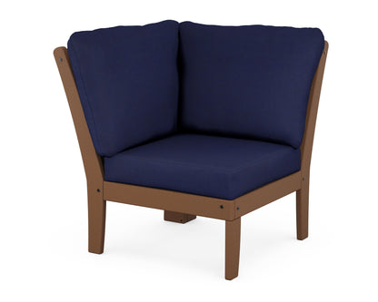 POLYWOOD® Braxton Modular Corner Chair in Teak / Navy