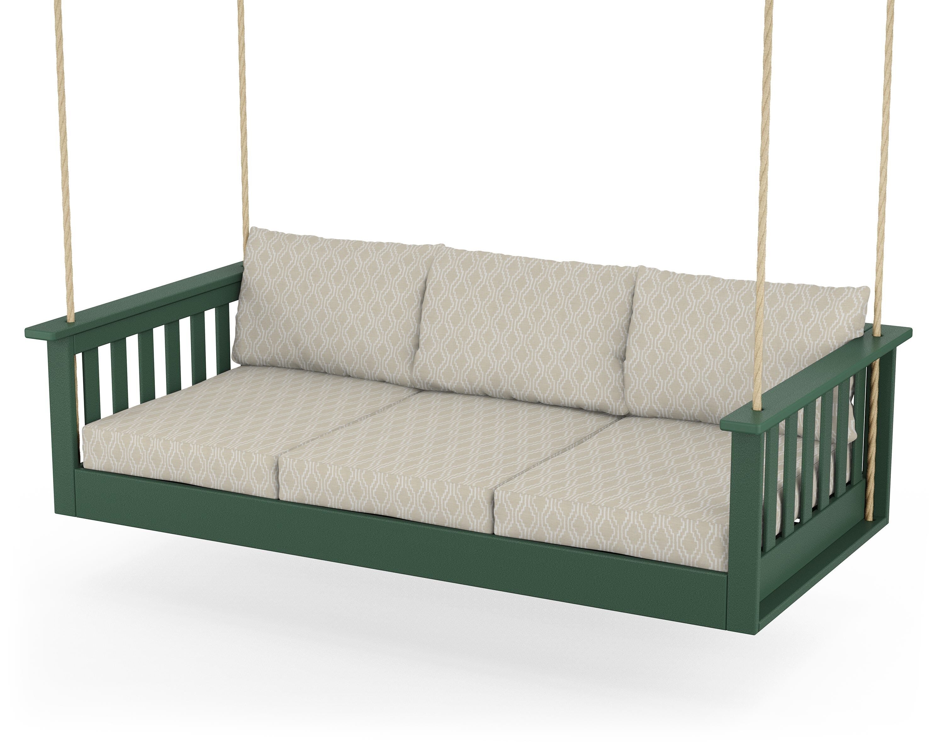 POLYWOOD® Vineyard Daybed Swing in Green / Solve Linen