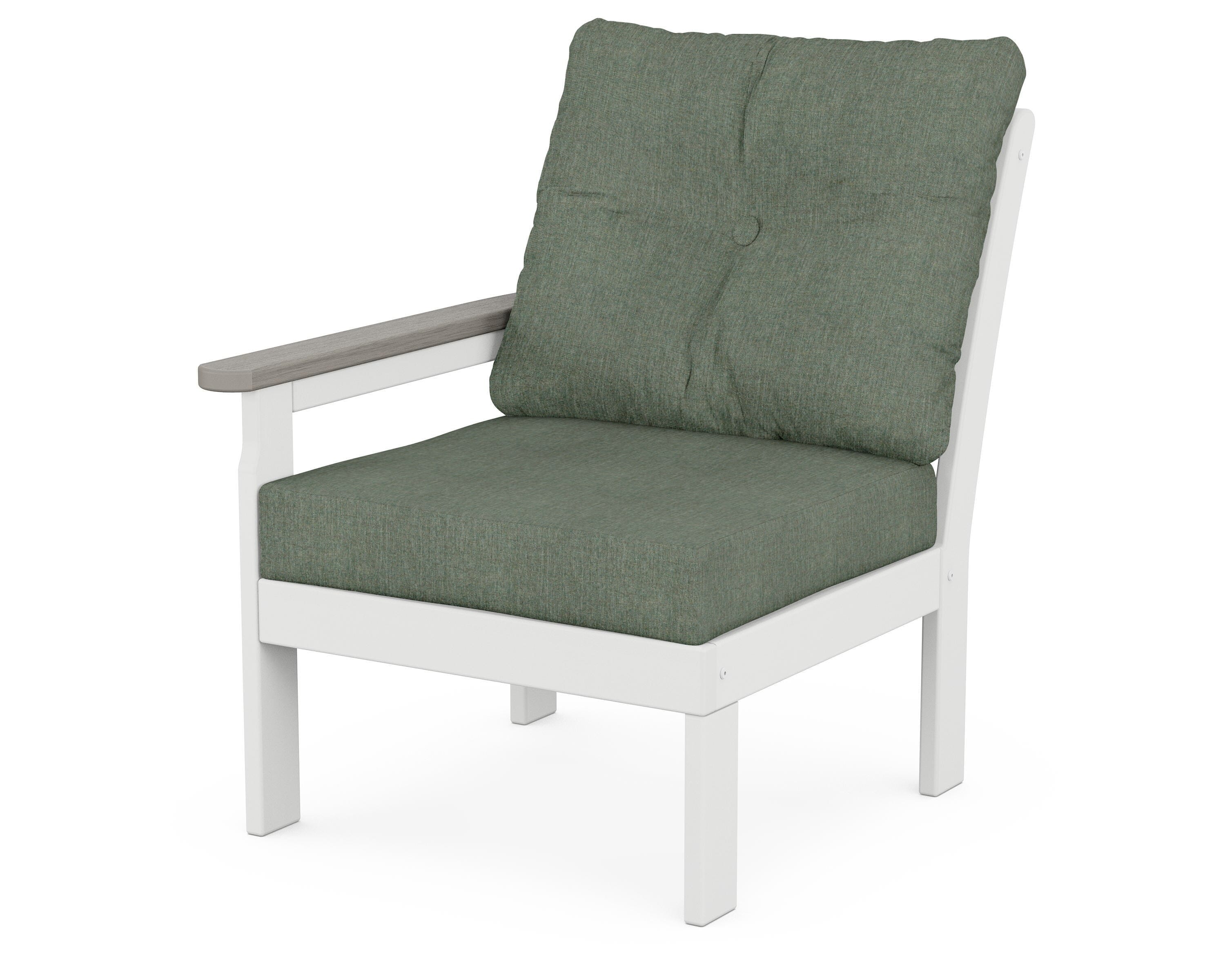 POLYWOOD® Vineyard Modular Left Arm Chair in White / Driftwood / Cast Sage