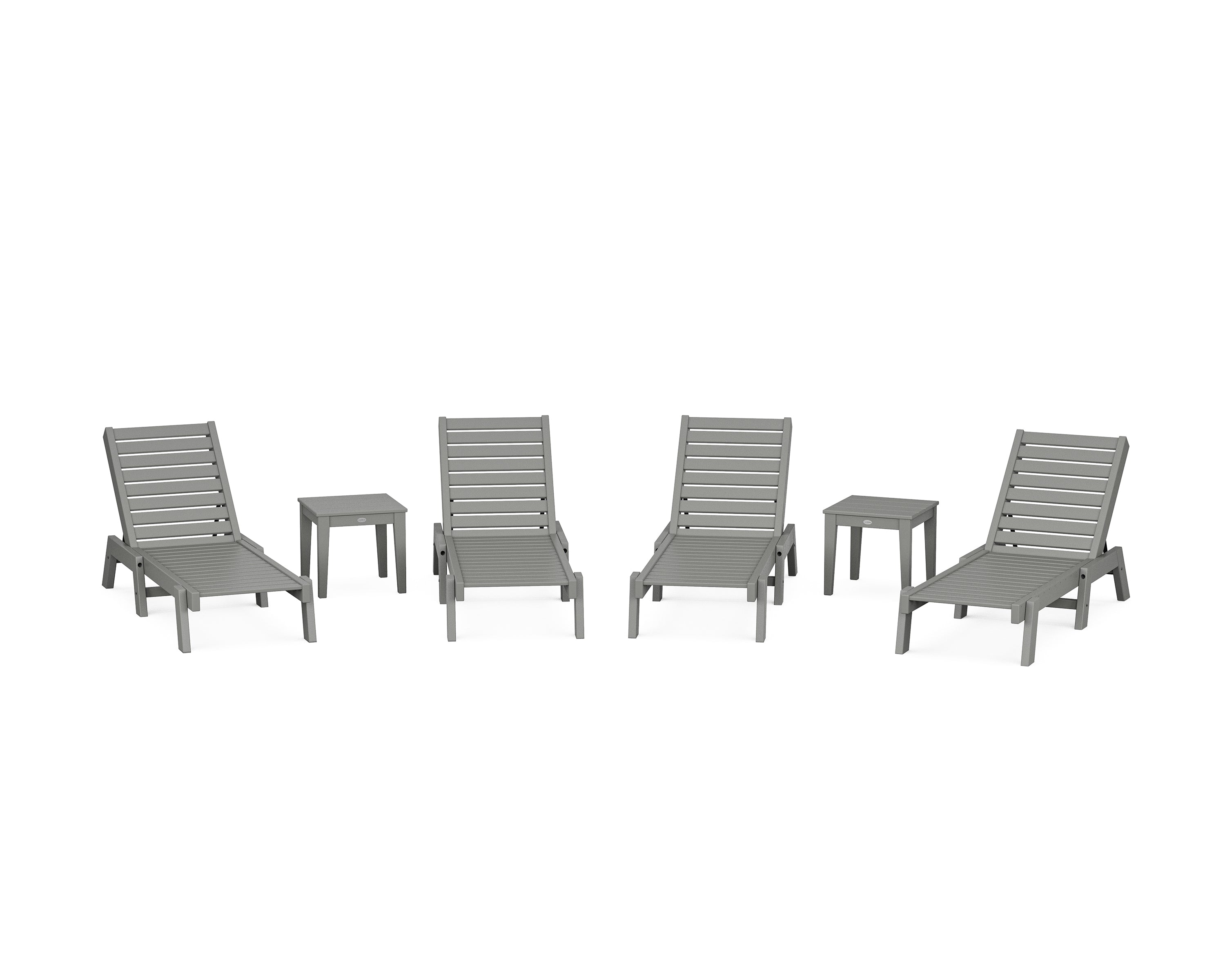 POLYWOOD® Captain Chaise 6-Piece Set in Slate Grey